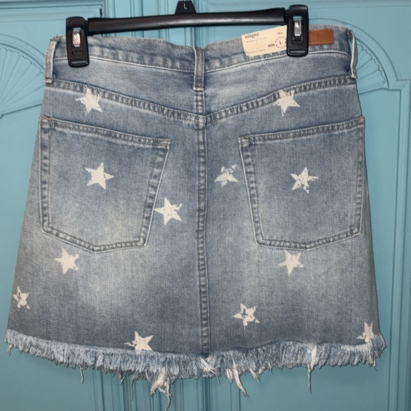 NWT Umgee Star Print Denim Jean Skirt Women’s Sz Large - Picture 6 of 7